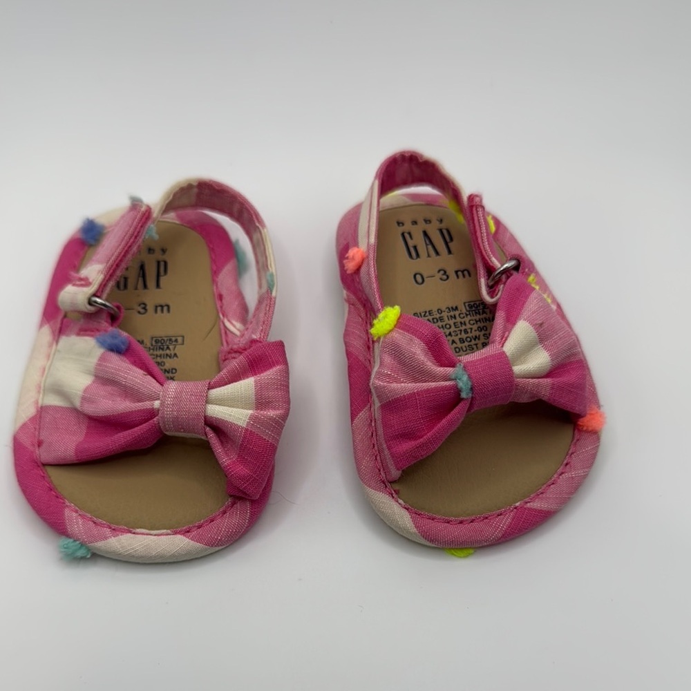 Baby GAP Pink Plaid Bow Sandals